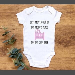 White Baby Onesie with Graphic Print